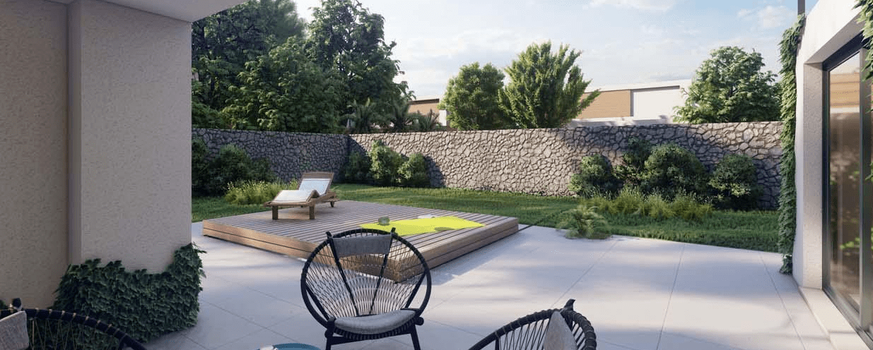 piscine couverte par une terrasse