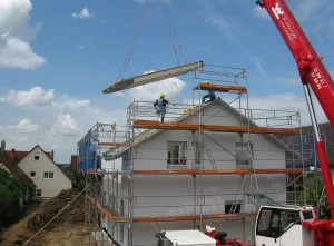 construction d'une maison en france, échafaudage
